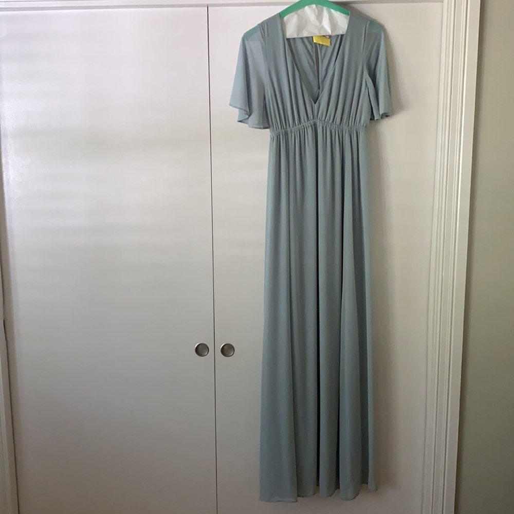 Show Me Your Mumu Dress Steel Blue Chiffon